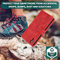 Miniatyrbillede 2 af 5: Kompatibel med iPhone Xr Cover, 8 Kort Slots Retro Læder Wallet Stødsikkert Flip Kickstand Cover med Lynlåslomme-Perfet Red