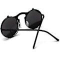 Pikkukuva 2 / 3: Miesten Naisten Retro Käännettävät Pyöreät Steampunk-aurinkolasit Suojalasit Pyöreät Aurinkolasit Vintage-silmälasit - Perfet Black Frame Black Lenses