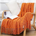 Miniatyrbilde 1 av 2: Myk Strikket Teppe, Sofateppe - Perfekt Orange 130*240cm