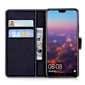 Miniatyrbillede 4 af 4: Kompatibel med Huawei P20 Skin Feel Pure Color Flip Læder Telefon Cover - Perfekt Black