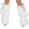 Miniatyrbilde 1 av 5: Dame Fur Leg Warmers Lange Støvler Sko Mansjett Deksel Varmt Pels Kostyme Jul Cosplay Party Tilbehør-Perfekt Silver Ball Hair Legs