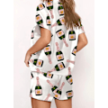 Miniatyrbild 2 av 5: Pyjamas Set med Champagneflaskor för Kvinnor - Tryckt Kortärmad 2-delad Mjuk Löst Avslappnad Nattkläder Bekväma Hemkläder - Perfekt S