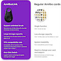 Miniatyrbilde 4 av 4: Ubegrenset Amiibo Link Bluetooth-nøkkel App-støtte for Zelda Splatoon 3-Perfet Black