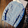 Miniatyrbilde 4 av 5: Høst- og vinterjakke for menn - Denimfôr, tykk ull, denimjakke, yttertøy, jakke med fløyelslomme, pelsjakke for menn - Perfekt Light Blue XL