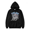 Miniatyrbilde 1 av 4: Spider Web Grafisk Hettegenser, Bomullsgenser for Menn og Kvinner - Perfekt Black Blue 2XL