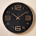 Pikkukuva 1 / 2: Seinäkello 30cm No Tick Seinäkello, Quartz Silent Seinäkello - Perfet Black background rose gold