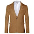 Miniatyrbillede 1 af 5: Mænds Business Casual Klassisk Hakket Lapel Dobbelt Slids Ensfarvet Enknaps Blazer - Perfekt Light Brown L