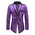 Miniatyrbillede 1 af 5: Sliktaa Herre Sequin Svalehalefrakke Jakke Fest Show Tux Kjole Frakke - Perfekt Purple XL