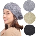 Miniatyrbilde 1 av 4: 3stk Dame Høst Vinter Ribbede Berets For Dame - Perfet