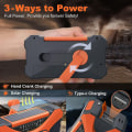 Miniatyrbillede 3 af 5: 10000mah Nødradio Solar Håndsving Radio Bærbar Am/fm/noaa Vejrradio med telefonoplader Lommelygte qd best- Perfet Orange