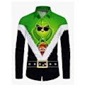 Miniatyrbild 1 av 2: Herrar Business Casual Långärmad Skjorta Glimmande Guldträdälg Tryck Julskjorta-Perfekt green22 4XL