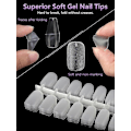 Miniatyrbillede 4 af 5: Korte Mandelformede Negletips, 504 stk Bløde Gel Negletips, Klar Negletips til Akrylnegle Professionel, Fuld Dækning Mandelformede Negletips til Negleforlængelse, Falsk Round Nails Tips