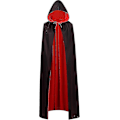 Miniatyrbillede 3 af 4: Vendbar Kappe til Voksne og Børn, Påske Halloween Julekappe Udklædning Vampyr Heks Troldmand Rollespil Kappe - Perfekt Black  Red 120cm