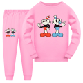 Pikkukuva 2 / 4: 2kpl Kid Pyjamas Cuphead Line pitkähihainen set yöasu - Perfet pink 140cm