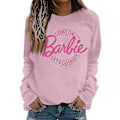 Miniatyrbillede 1 af 3: Unisex Barbie Tema Sweatshirt Trendy Printet Pink Power Langærmet Pullover Sweatshirt - Perfekt Pink M
