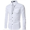 Miniatyrbillede 1 af 4: Mænds Skjorte Langærmet Casual Skjorte Langærmet Skjorte - Perfet White XL