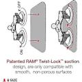 Miniatyrbild 2 av 2: Twist-Lock Dubbel Sugkoppsfot med Kulled RAM-B-189B-202U med B Storlek 1' Kulled - Perfekt