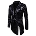 Miniatyrbillede 1 af 2: Sliktaa Herre Sequin Svalehalefrakke Jakke Fest Show Tux Kjole Frakke - Perfekt Black L