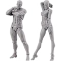 Miniatyrbilde 1 av 5: Kroppsdukke, Kunstner Mannequin Tre Mannequin Leddet Mannequin Maleri Figur Mann + Kvinne Sett (Grå) - Perfet