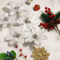 Miniatyrbilde 6 av 6: 24 stk 15cm juleblomst Juletrepynt - Perfet silver
