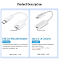 Pikkukuva 3 / 5: Fonken USB-C - Lightning-kuulokeäänensovitinjohto, Type-C - Lightning-latausmuunnin datakaapeli iPhone 15:lle, iPad Prolle, Samsungille - Täydellinen C to L Audio Adapter