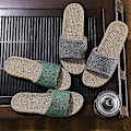 Miniatyrbillede 4 af 5: Par slippers i linned til hjemmet - tatami, trægulv, halm, rattan, sommer, skridsikker, indendørs - perfekt Rubber Red 35-36