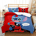 Miniatyrbillede 2 af 2: Stitch Deadpool 3D-trykt Sengetøjssæt Dynebetræk Quiltbetræk Pudebetræk Børn Teenager Julegave - Perfekt US TWIN 173x218cm
