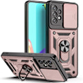 Miniatyrbillede 1 af 5: Armor Stødsikkert Magnetisk Ring Stand Holder Cover til Samsung Galaxy S24 S23 S22 S21 Ultra S24 Plus S20FE Note 20 10 Linsebeskyttelse - Perfekt Rose gold For-Samsung S22 Plus