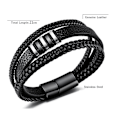Miniatyrbild 5 av 5: Svart läderarmband för män - Present till män 23 cm - Perfekt