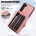 Miniatyrbillede 4 af 6: Anti-støv Pu læder+tpu telefon cover til Samsung Galaxy S23 Rfid blokerende kort cover Kickstand Cover - Perfet Rose Gold