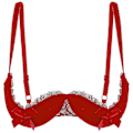 Miniatyrbild 1 av 5: Dam 1/4-kupa bygel-bh halterneck O-ring transparent spets push-up bh underkläder öppen byst bh underkläder-Perfet Red B L