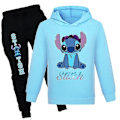 Miniatyrbild 1 av 2: Barn Lilo och Stitch Hoodie Långärmad Träningsdräkt Set Sweatshirt Toppar Byxor Kläder Pojkar Flickor-Perfekt Light Blue 9-10Years