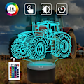 Pikkukuva 8 / 8: Tractor 3D Illusion Night lamppu, Attivolife 16 Värinvaihto