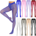 Miniatyrbilde 2 av 5: Dame Gjennomsiktig Glatt Elastisk Strømpebukse med Glidelås i Skrittet Tights Bukser Strømper-Perfet white XL