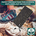 Miniatyrbillede 2 af 5: Kompatibel med iPhone Xr Cover, 8 Kort Slots Retro Læder Wallet Stødsikkert Flip Kickstand Cover med Lynlåslomme-Perfet Black