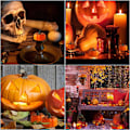 Pikkukuva 5 / 6: Pumpkin Tealights 12 kpl välkkyvät LED Pumpkin Tealights Paristokäyttöiset Liekittomat kurpitsakynät Halloweeniin ja teemaan - Perfet