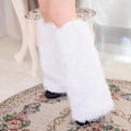 Miniatyrbilde 3 av 5: Dame Fur Leg Warmers Lange Støvler Sko Mansjett Deksel Varmt Pels Kostyme Jul Cosplay Party Tilbehør-Perfekt White Haired Legs With Lights