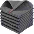 6-pack 100% Bomull Frotté Köksdukar - Hängögla för Disk och Köksrengöring - Perfekt Dark gray 34*34cm