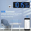 Miniatyrbilde 4 av 4: Moderne LED Digital Veggklokke med Fjernkontroll - Enkel å Lese Skjerm, Perfekt for Eldre WIFI remote control
