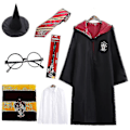 Miniatyrbilde 1 av 5: 7 stk./sett for Magisk Trollmann Kostyme Kappe Hogwarts Skolekostyme - Perfekt 7Pcs Red Aldut S