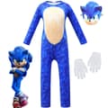 Sonic The Hedgehog Cosplay Kostyme Klær For Barn Gutter Jenter zy - Perfet Jumpsuit + Mask + Handskar 8-9 år = EU 128-134
