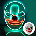 Miniatyrbillede 2 af 6: Halloween maske, LED maske med 3 flash modes klovne maske - Perfet