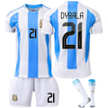 Miniatyrbillede 1 af 2: Fodbold Træningstrøje 2024 Copa America Argentina Fodboldtrøje 10 Messi 11 Di Maria Voksne Børn Trøjesæt Hjem 21 Med Strømper- Perfet Home 21 med strumpor XXXL