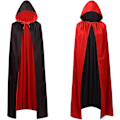 Miniatyrbillede 1 af 4: Dobbeltsidig Kappe til Voksne og Børn, Påske Halloween Jul Kappe Maskerade Vampyr Hexe Troldmand Cosplay Kappe - Perfekt Black  Red 150cm