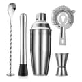 5-delars Cocktail Shaker Set Sil Sil Jigger T-Blandningssked Muddler Bartender Kit Rostfritt Stål Bar Set-Perfet