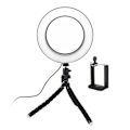 Miniatyrbillede 3 af 5: Selfielampe/ringlys (16 cm) med formbart stativ i flere farver
