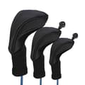 3X Golfklubbhuvudskydd Set Lång Hals Driver Fairway Woods Huvudskydd - Perfekt Black