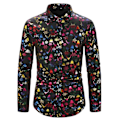 Miniatyrbillede 1 af 2: Mænds Business Casual Langærmet Skjorte Skinnende Guld Træ Elg Print Juletrøje-Perfet black6 XXL