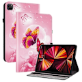 Miniatyrbillede 1 af 5: Læder Etui Kompatibelt med iPad Air 11 (2025) (2024) Air (2022) (2020) Pro 11 (2022) Mønsterprintet Tablet Co-Perfet Pink Butterfly