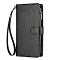 Miniatyrbillede 2 af 5: Kompatibel med Samsung Galaxy Note 20 Ultra Wallet Case Premium Lynlås Stor Plads Flip PU Læder Cover - Perfekt Black